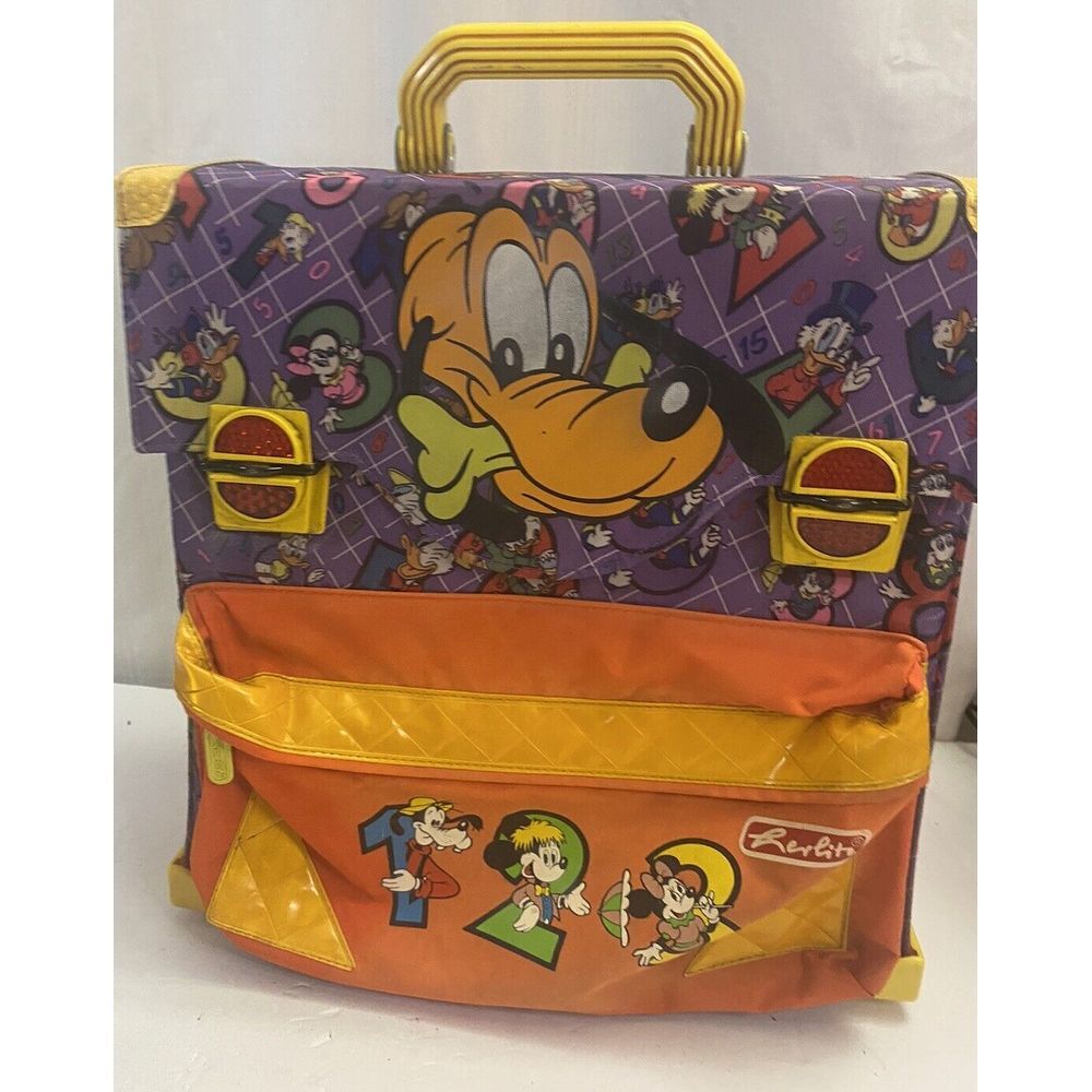 VERY RARE VINTAGE 90'S DISNEY Pluto Mickey‎ school backpack by HERLITZ